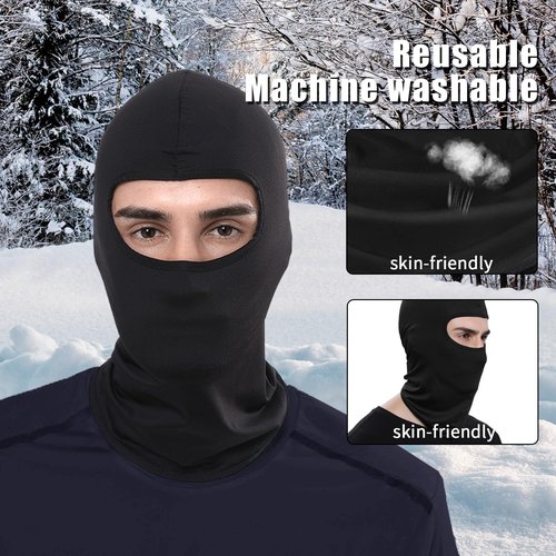 Xeoxarel 3 Pack Fleece Ski Mask Balaclava Full Face Cover, Cold Weather Windproof Thermal Shiesty Motorcycle for Men/Women, Black
