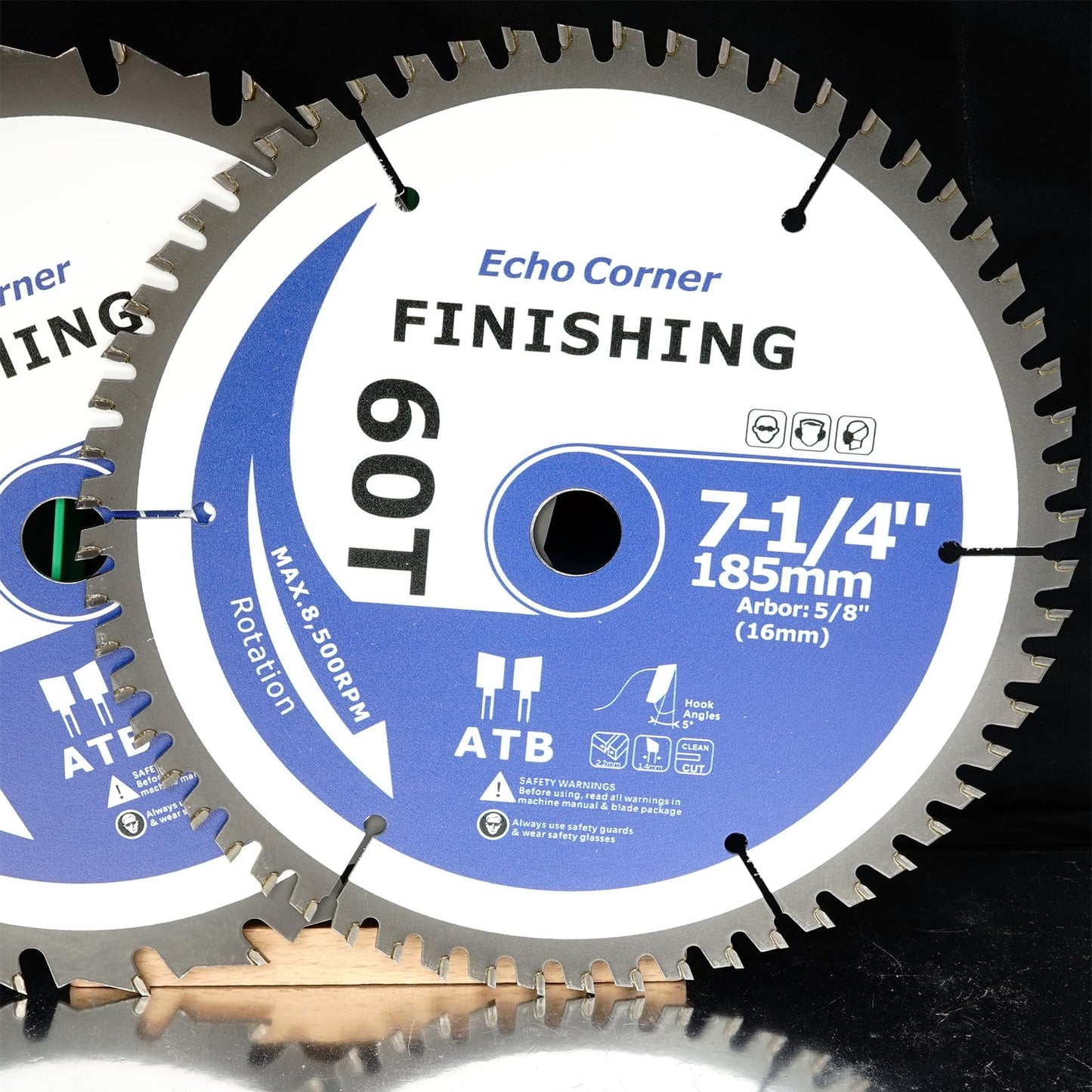 Echo Corner 7-1/4-Inch Fine Finish Wood Cutting Ciruclar Saw Blade, ATB 60T, 5/8" Arbor