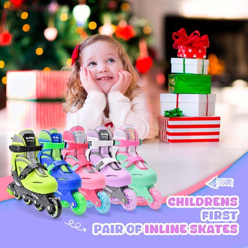 2PM SPORTS Inline Skates for Kids - Adjustable Light-Up Roller Skates for Ages 4-12