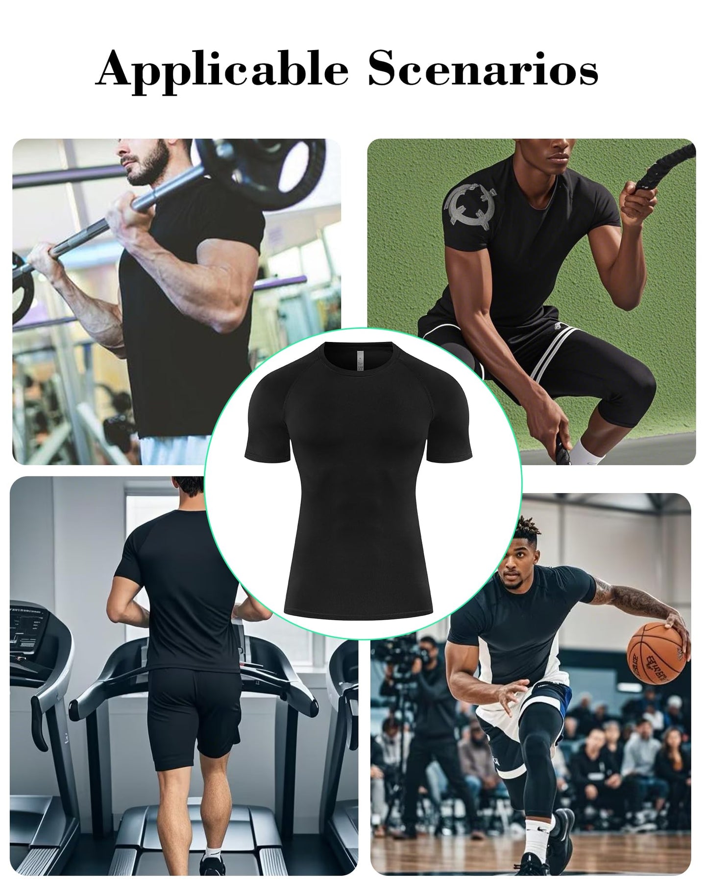 Antoyo 5 Pack Compression Shirt Men Short Sleeve Athletic Base Layer Tops