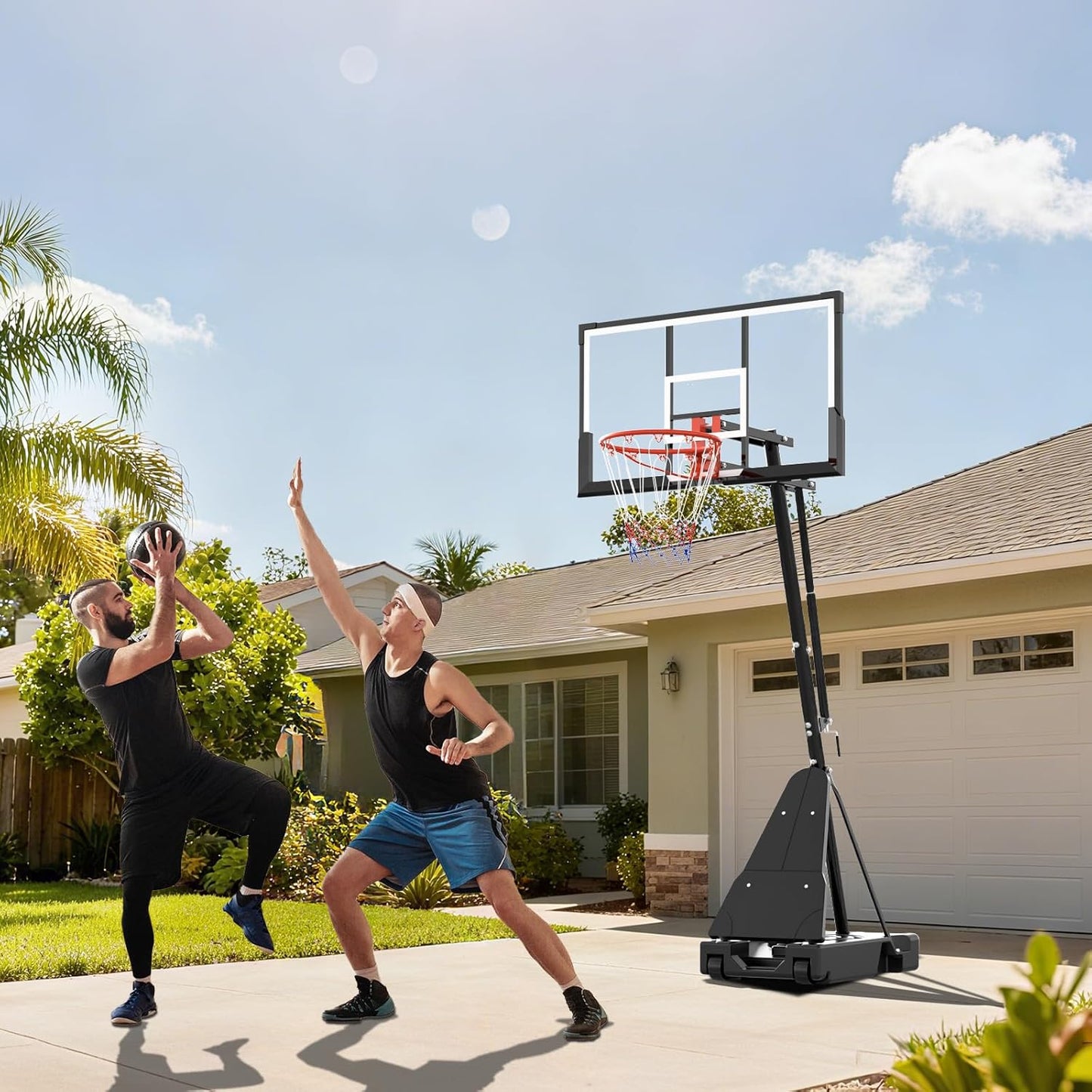 Skiennix Adjustable Basketball Hoop - 4.9-10FT Height with Mobile Stand & Weighted Base | Ideal for Youth & Adults