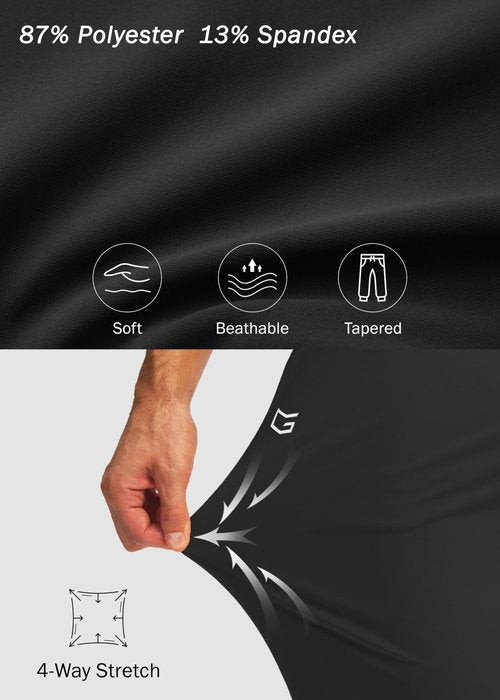 G Gradual Men's Joggers with Zipper Pockets Workout Track Pant Stretch Sweatpants for Men Athletic, Gym, Running(Black,L)