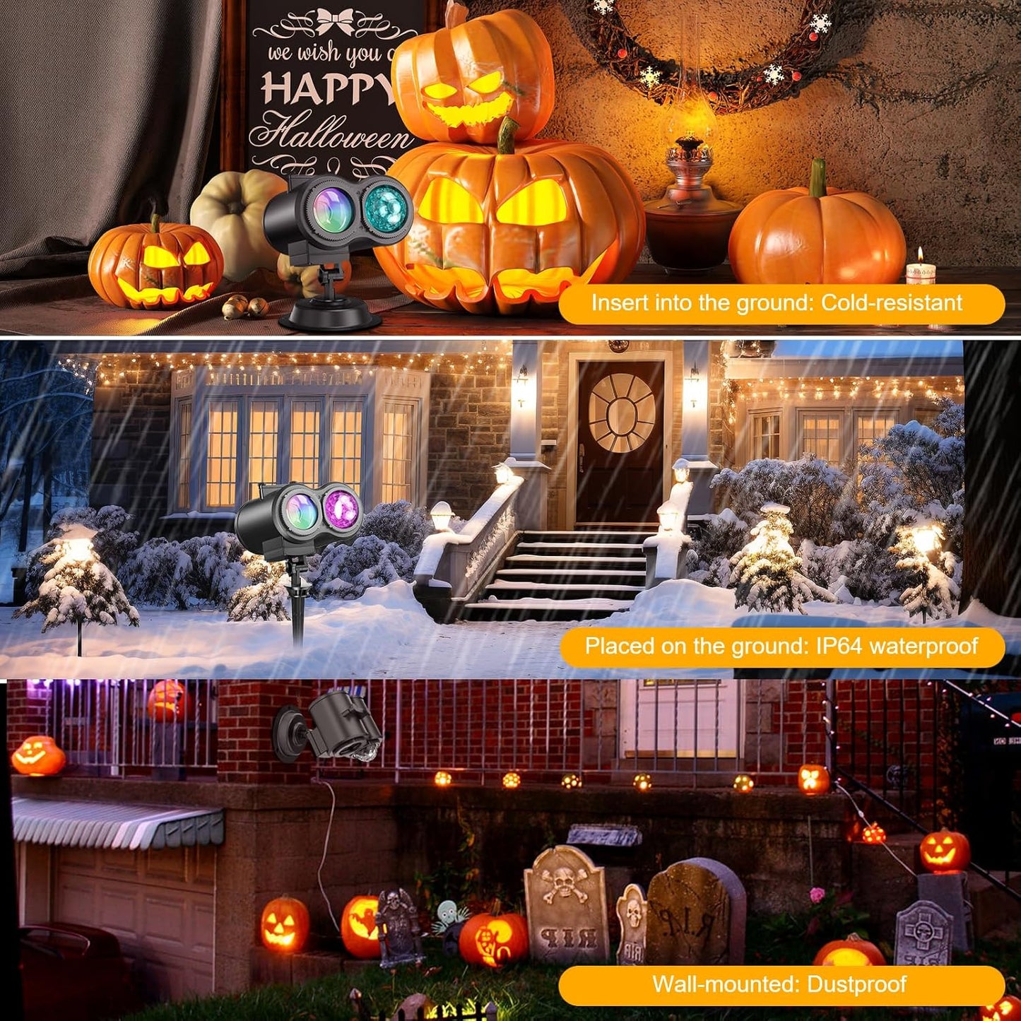 Outdoor Halloween Projector Lights - 29 Effects 2-in-1 Christmas Decorations with Remote