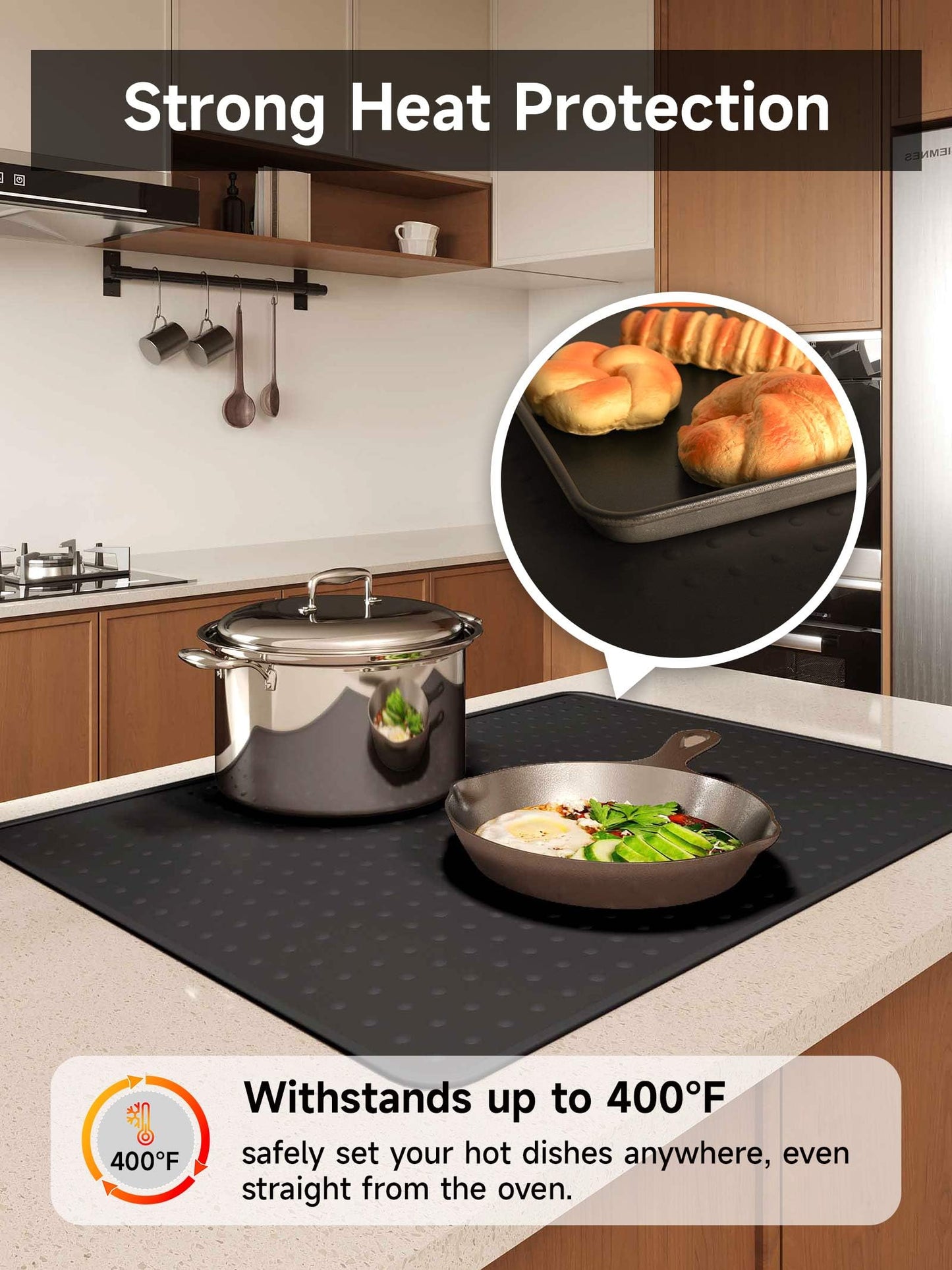 XiFEO Silicone Stove Top Cover for Electric Stove, Glass Stove Top Cover Protector, Flat Top Range Cover – Double as Dish Drying Mat, Coffee Bar Mat, Kitchen Stove Accessories, 28 x 20 in, Black