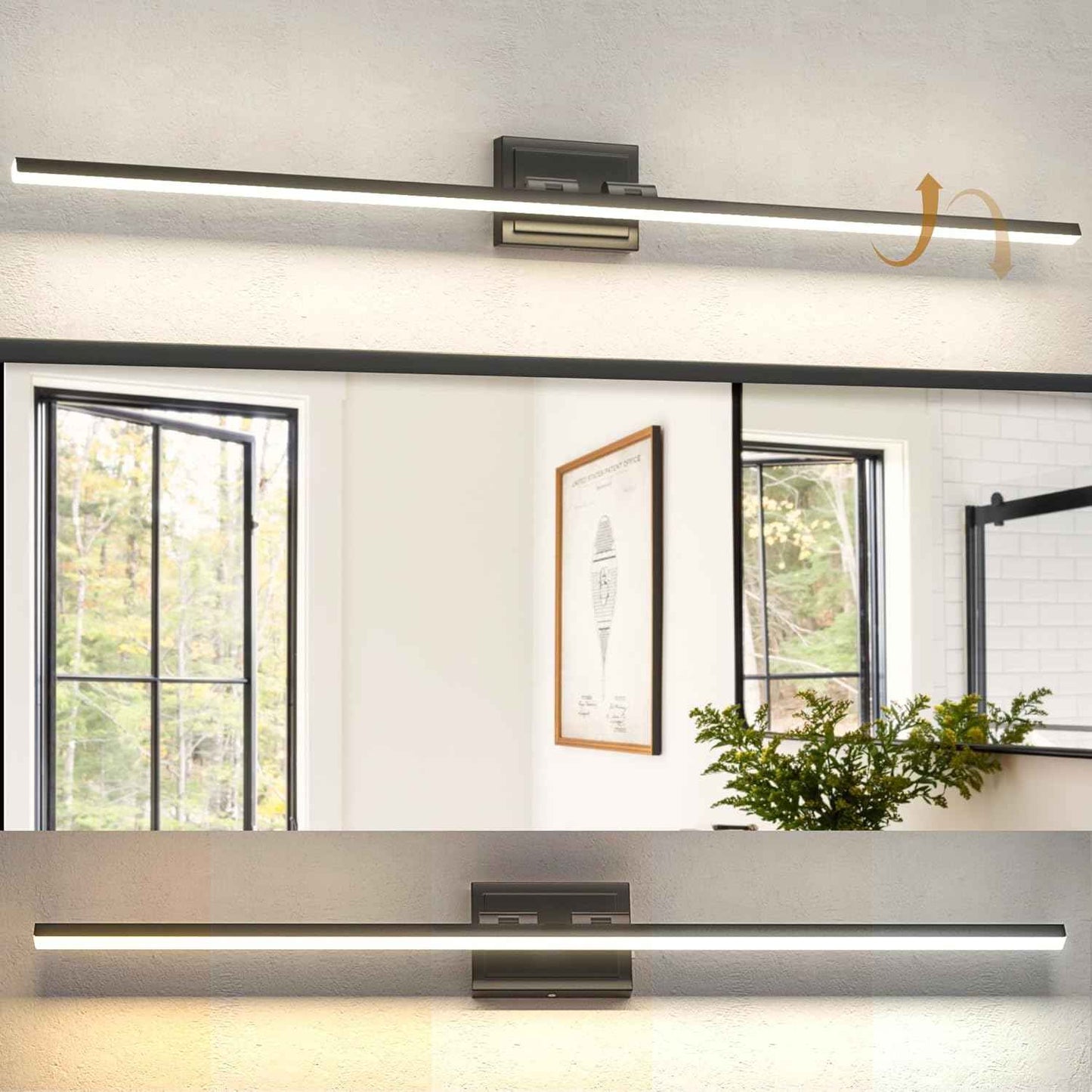 NIORSUN 24-Inch Dimmable LED Bathroom Vanity Light Fixture - Modern Black Over Mirror Lighting, 5CCT, ETL Certified
