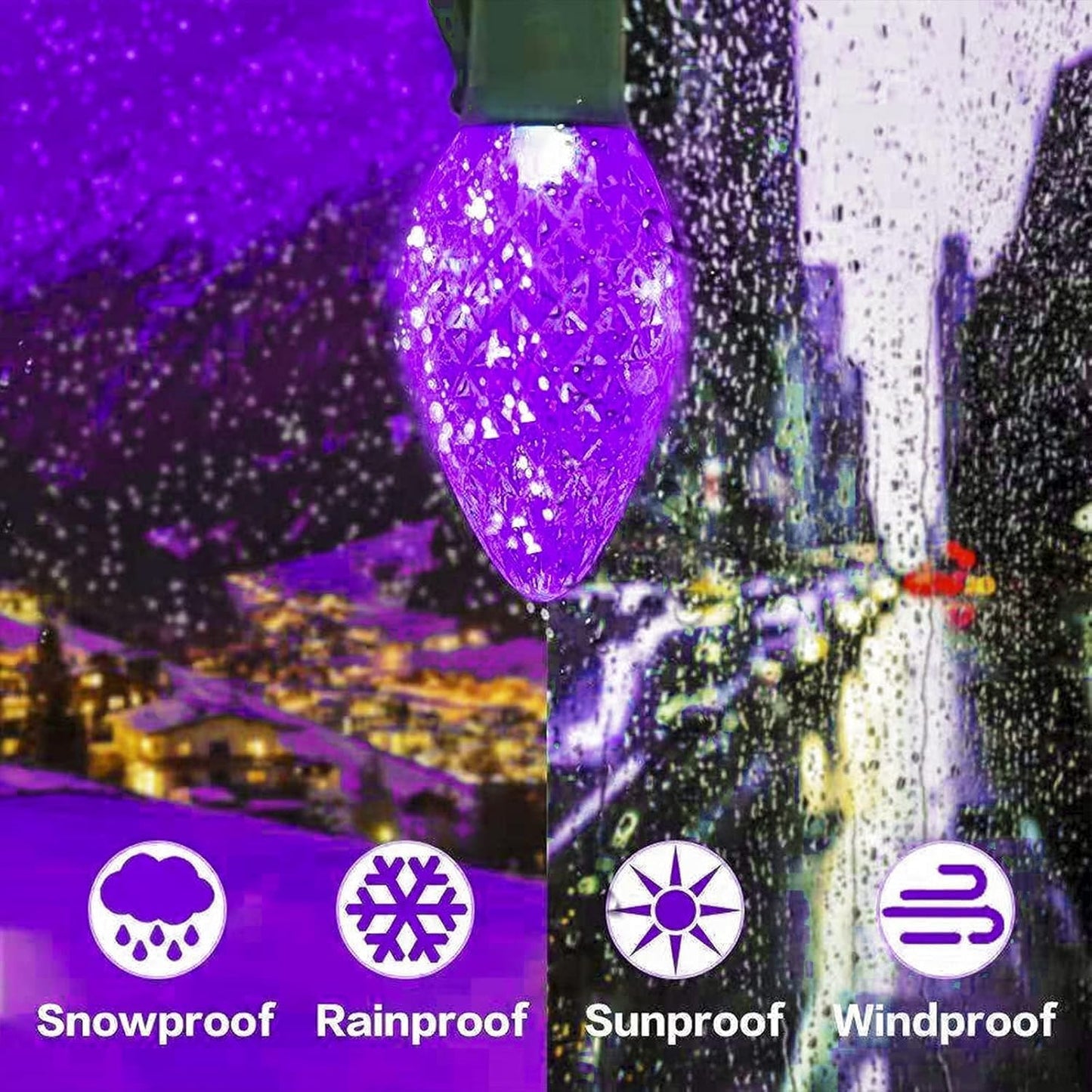 100 LED Orange & Purple C9 Halloween String Lights - Waterproof, 98FT, 13 Modes for Indoor/Outdoor Party Decor