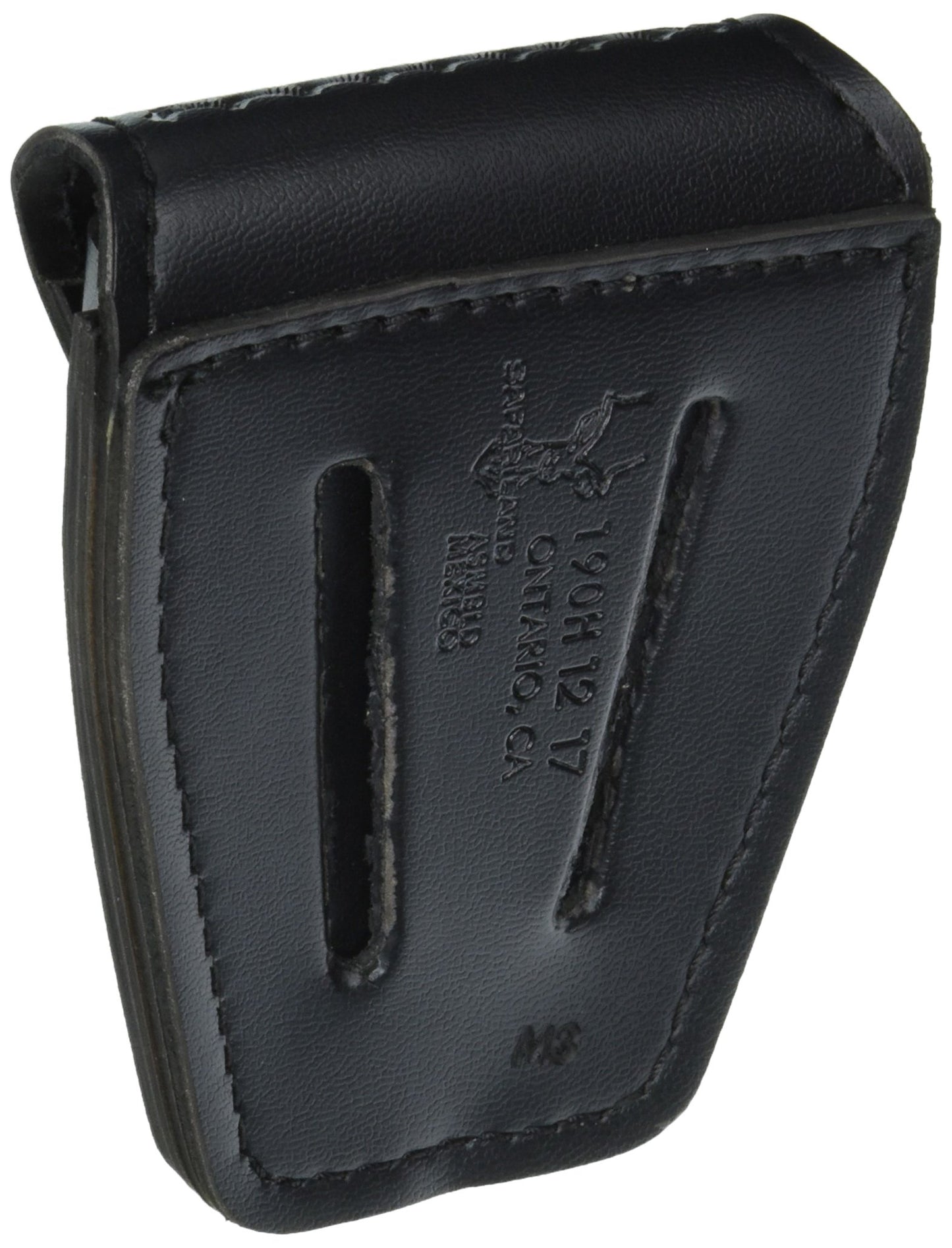 Safariland Model 190 Handcuff Case with Top Flap and Tapered Bottom, Black, Basketweave with Hidden Snap, for Standard Hinged Handcuffs
