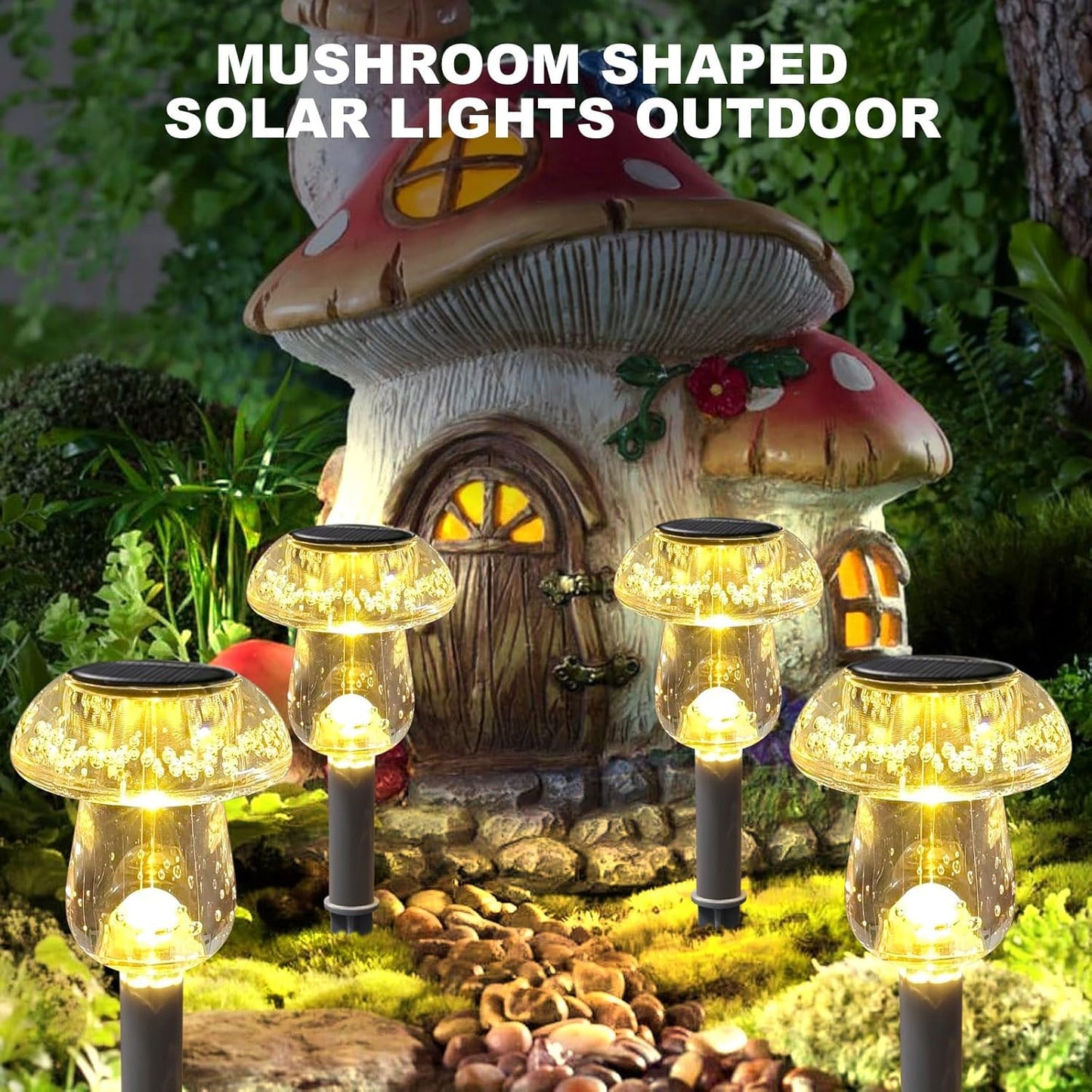 16 Pack Solar Powered Mushroom Lights - Waterproof LED Garden Pathway Lighting for Yard & Landscape Decor (Purple)