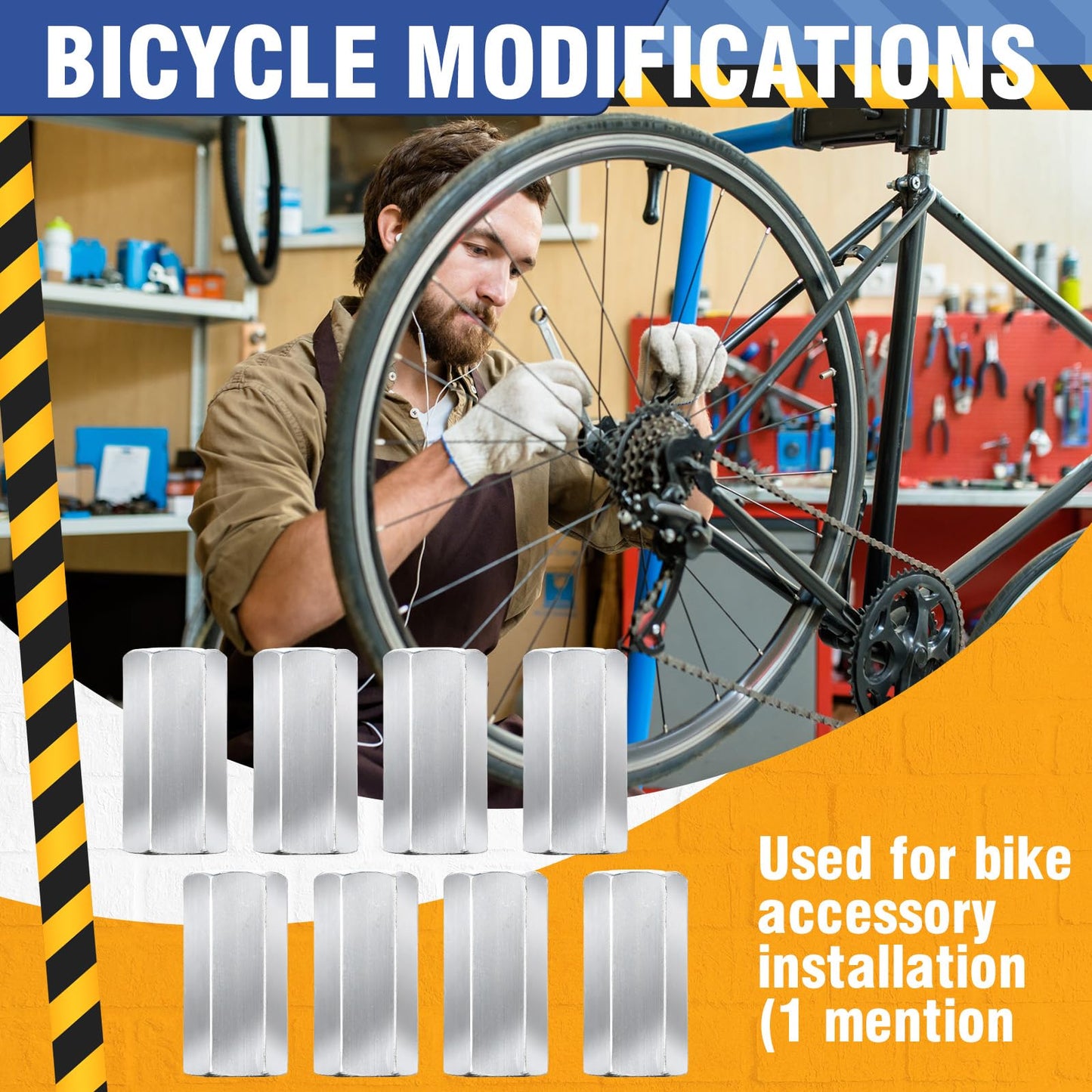 Hicarer 5 Pcs 014973322175 Coupling Nuts 3/8-24 x 1-1/8" Hex Coupling Nut with Zinc Plate Threaded Rod Connector