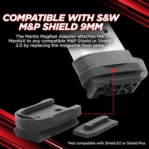 Mantis MagRail Magazine Floor Plate Rail Adapter Compatible with S&W M&P Shield 9mm | for Use with the MantisX Dry Fire Training System