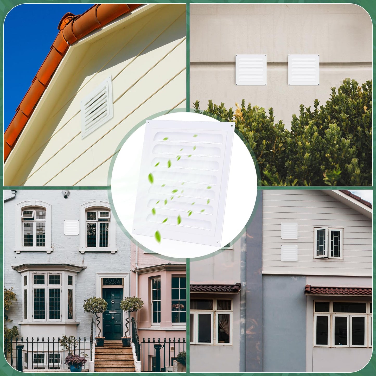 2 Pcs 6 x 6 Inch Aluminum Gable Vents Attic Vents Metal Gable Wall Shed Vent with Screw and Screen Mesh, Square Return Louver Grille for Ventilation Exterior Door House Attic Garage Ceiling