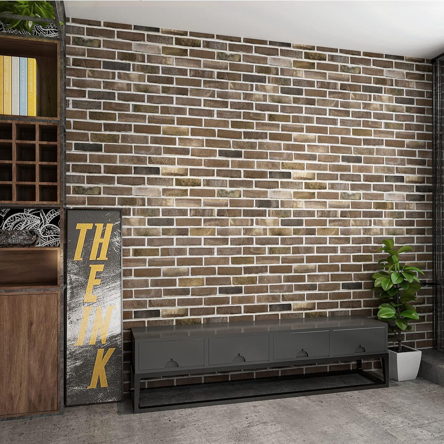 Faux Brick 3D Wall Panels - 10-Pack Peel and Stick Waterproof Foam Wallpaper in Red Brown for Bedroom, Bathroom, Kitchen