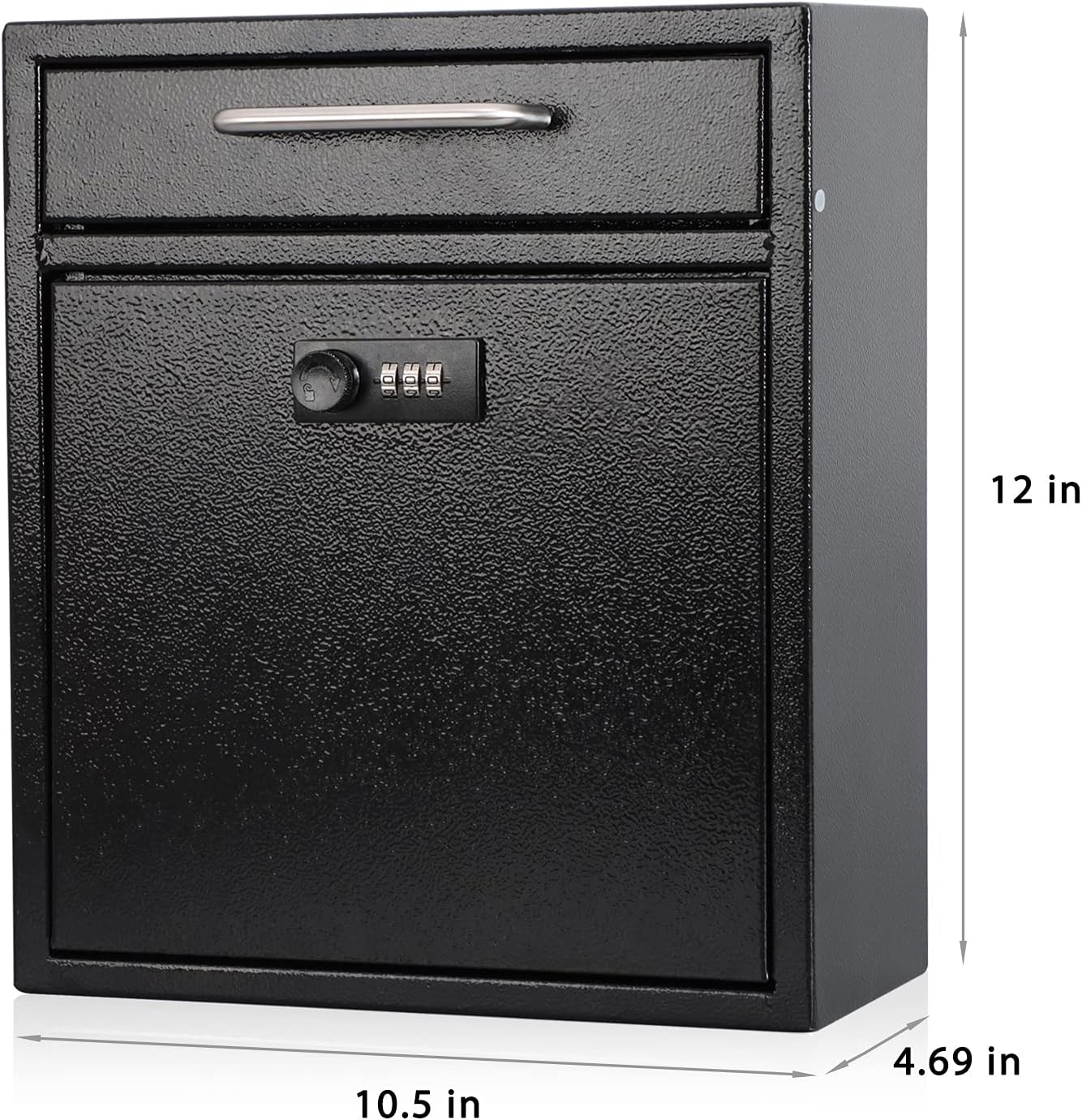 Secure Wall-Mount Mailbox with Lock | KYODOLED Large Steel Drop Box, Black, 16.2H x 11.22L x 4.72W