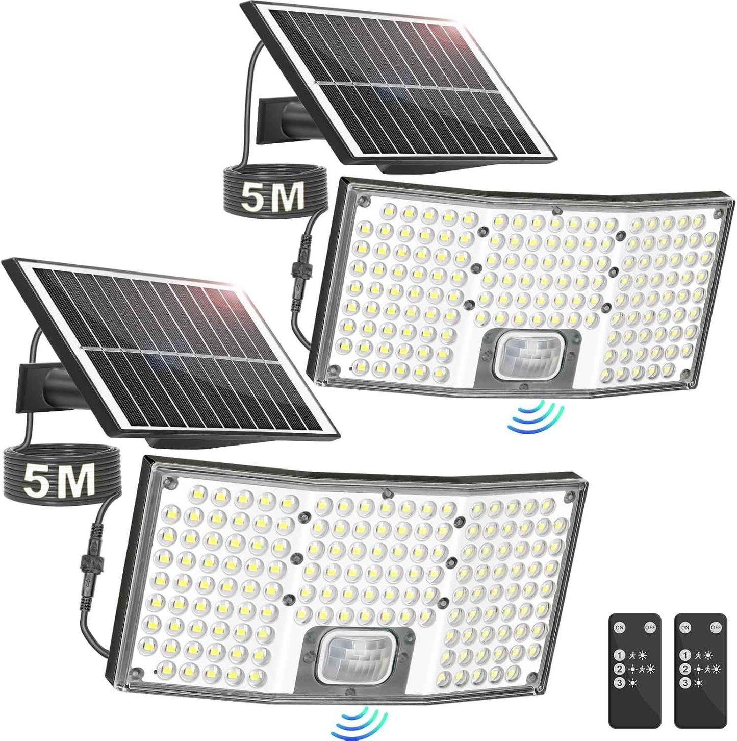 4000LM Solar Flood Lights Outdoor - 4-Pack Motion Sensor LED Security Lights with Remote, Waterproof Dusk to Dawn, 3 Modes, 16.4FT Cable for Yard