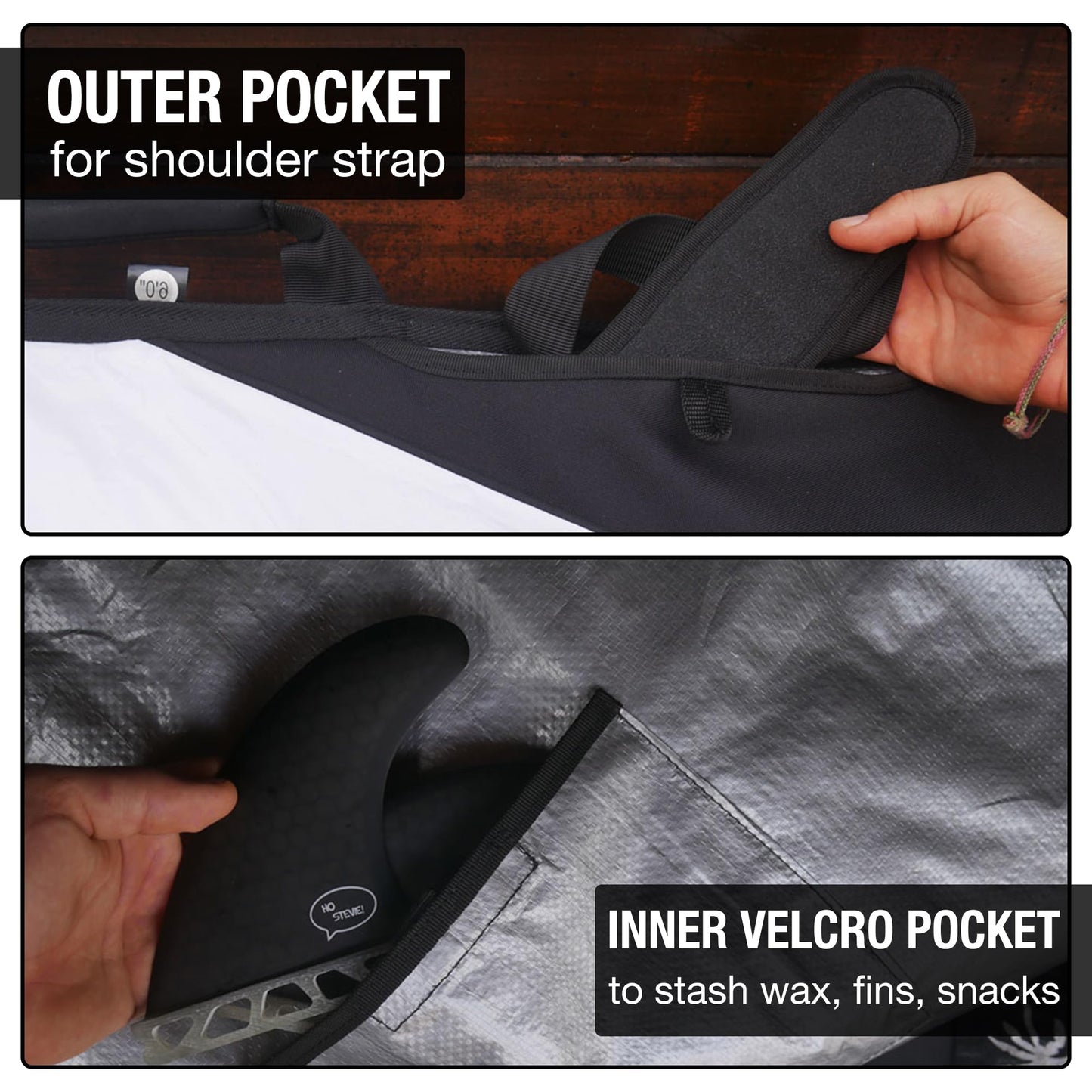 Ho Stevie! Surfboard Bag - Zippered Daybag - Fits All Shapes of Surfboards - Foam Padding and Durable Cover - Comfortable Shoulder Strap (7'0")