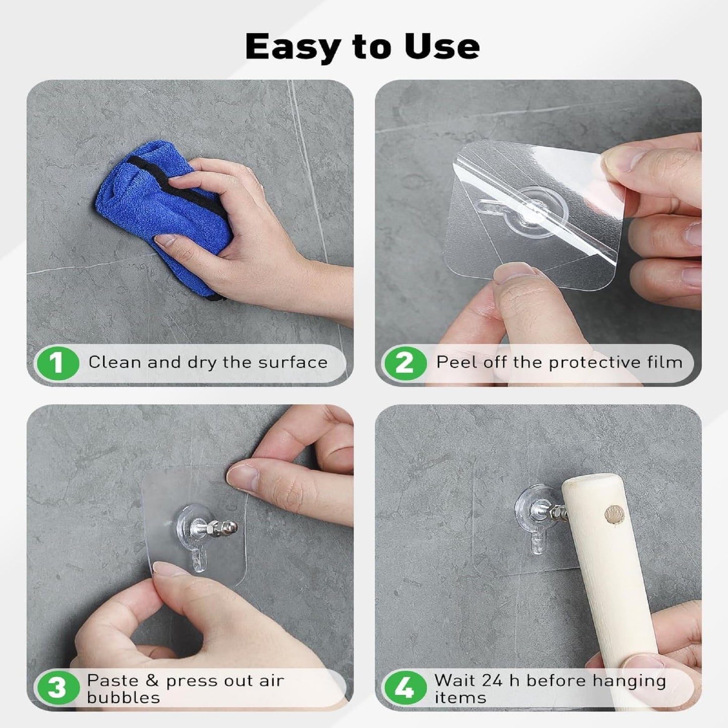 FESAREYA 10 Pack Adhesive Wall Hooks for Hanging, Picture Hanging Strips, Wall Hangers Without Nails for Photos Frames, Hooks for Walls No Damage