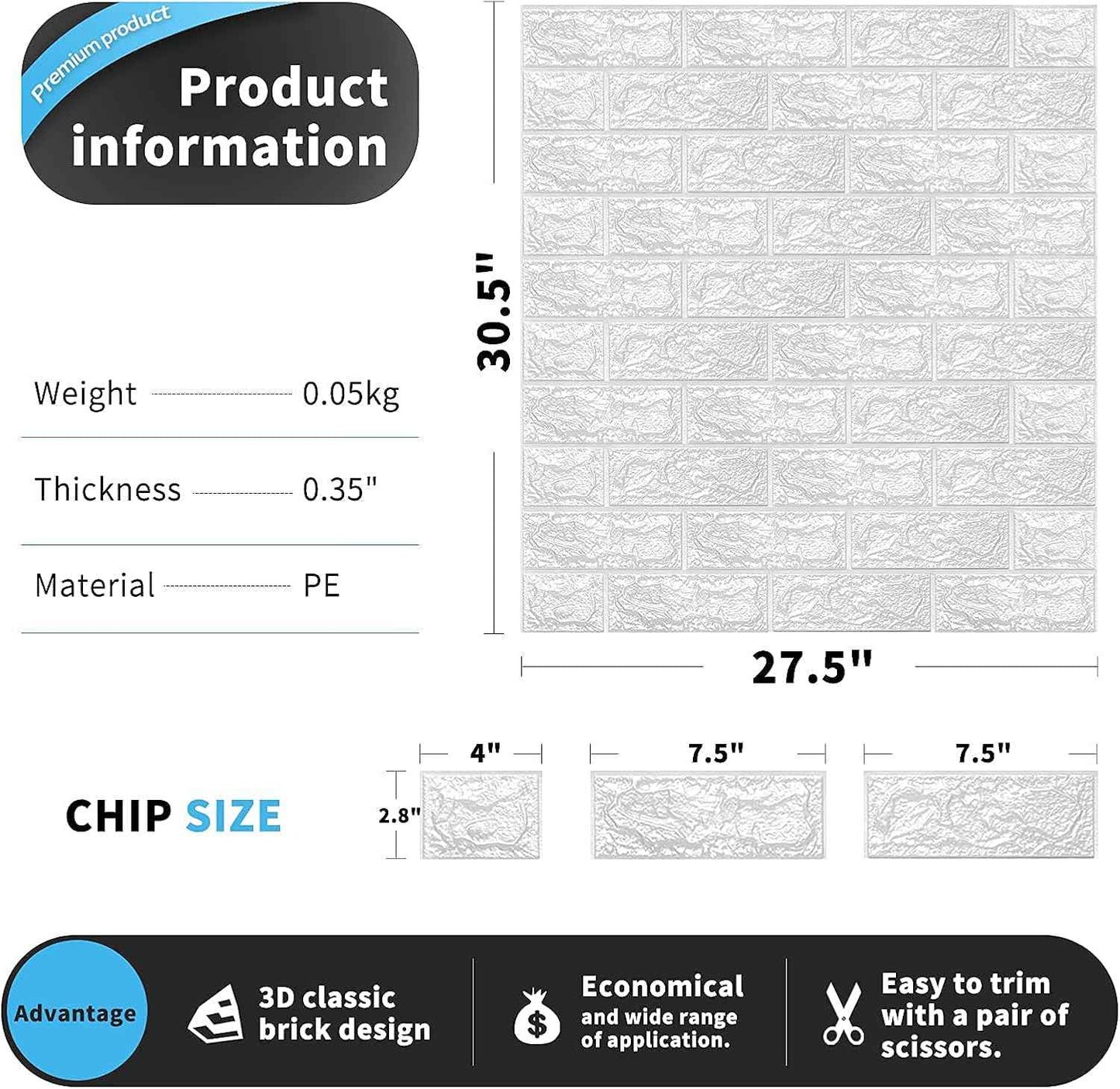 Faux Brick 3D Wall Panels - 10-Pack Peel and Stick Waterproof Foam Wallpaper in Red Brown for Bedroom, Bathroom, Kitchen