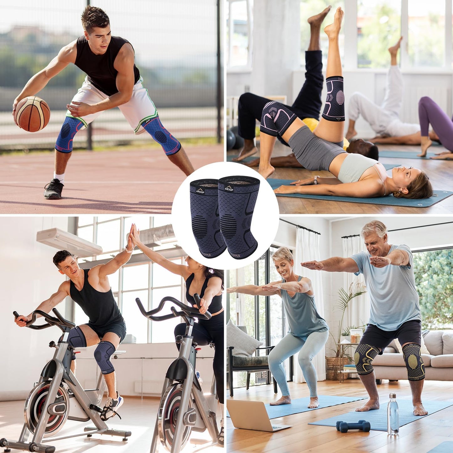 APEXUP Compression Knee Brace for Women, Copper Compression Sleeve for Knee Support, Arthritis Pain Relief, Meniscus Tear, ACL, Running (M, Black)