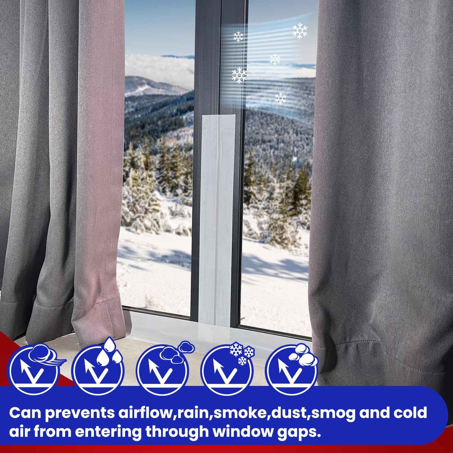 Birllaid White Window Weather Sealing Tape,Window Draft Isolation Sealing Film Tape No Residue Waterproof Self Adhesive for Keep Out Cold Air Dust Rain 3IN X 99FT