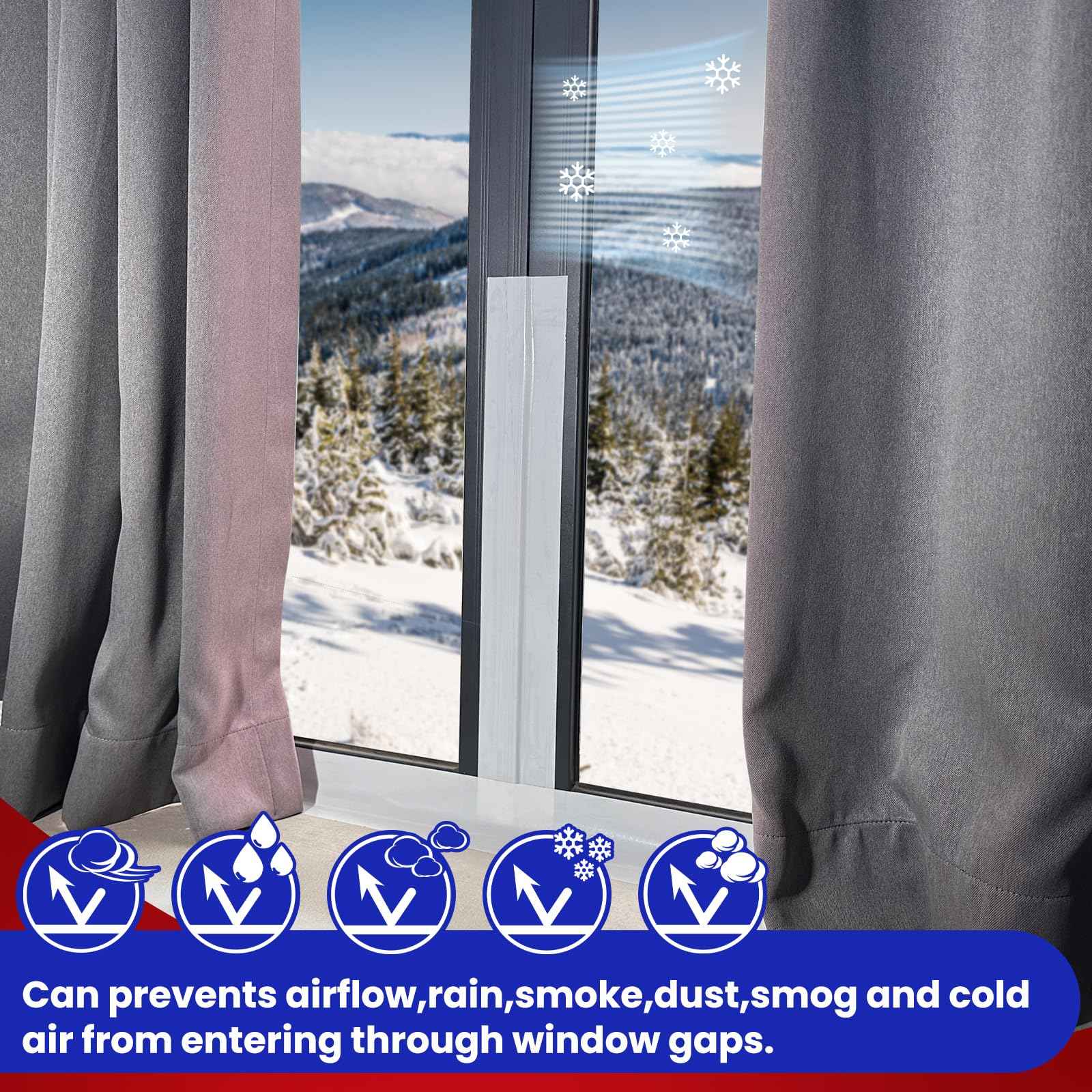 Birllaid White Window Weather Sealing Tape,Window Draft Isolation Sealing Film Tape No Residue Waterproof Self Adhesive for Keep Out Cold Air Dust Rain 3IN X 99FT