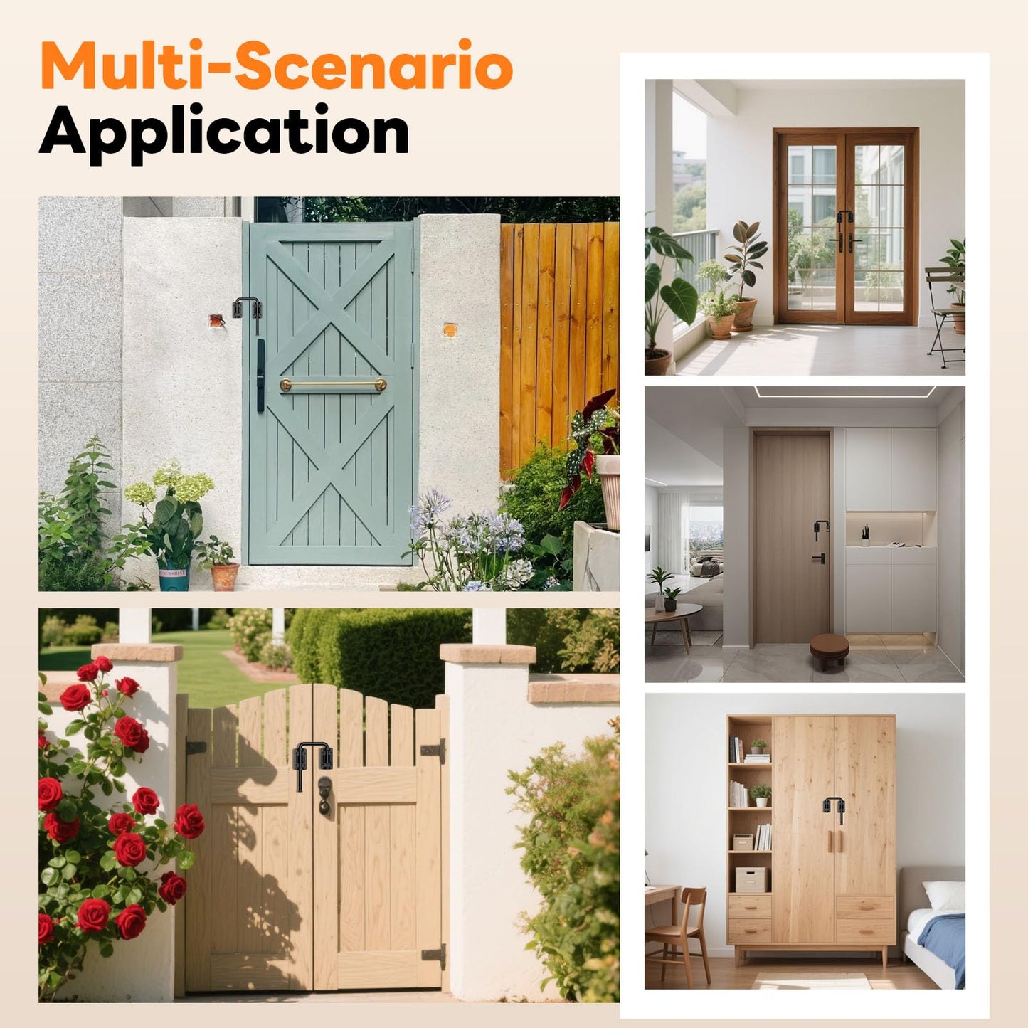 SecureLatch Sliding Door Loop Lock, 2.36 Inch Stainless Steel Patio Door Latch for Window, Barn, Garden, Fence, Shed, Closet, Double Gate - 90/180 Degree Installation U-Bolt Lock (Black-1PC)