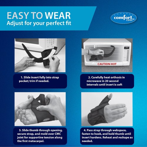 Comfort Cool Thumb CMC Abduction Splint | Moldable Thumb Wrap for Arthritis - Thumb Brace for CMC Joint Support - Left, Medium