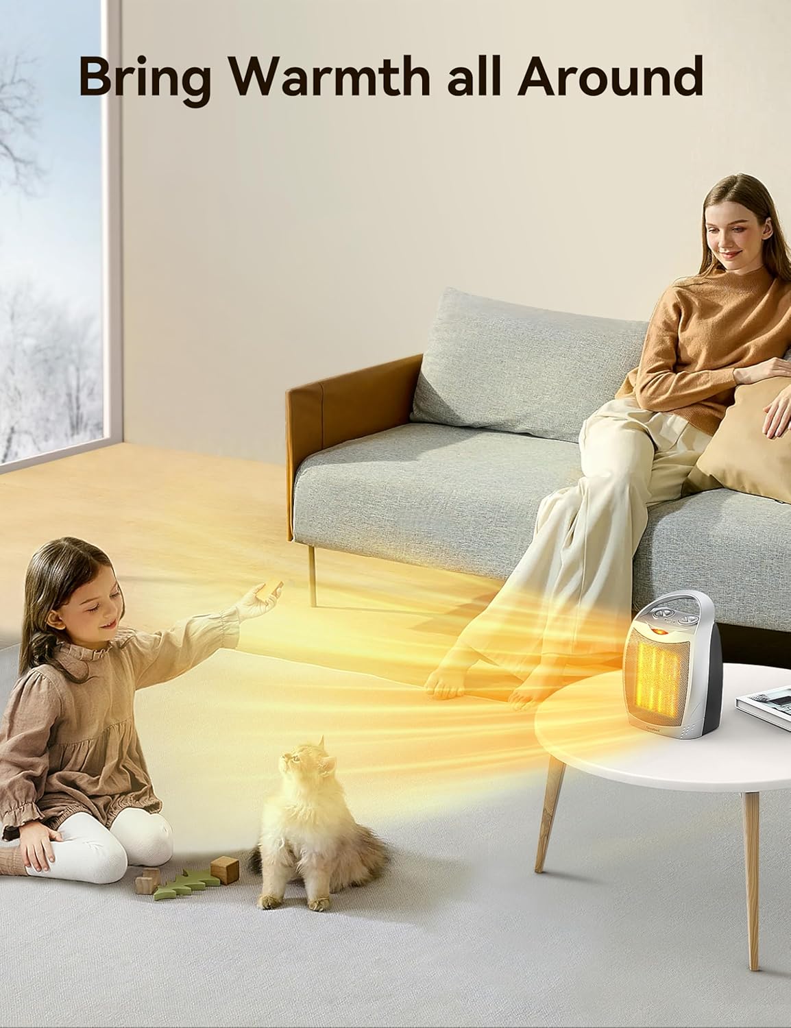 1500W Electric Space Heater with Remote - Portable PTC Ceramic Heater for Home & Office