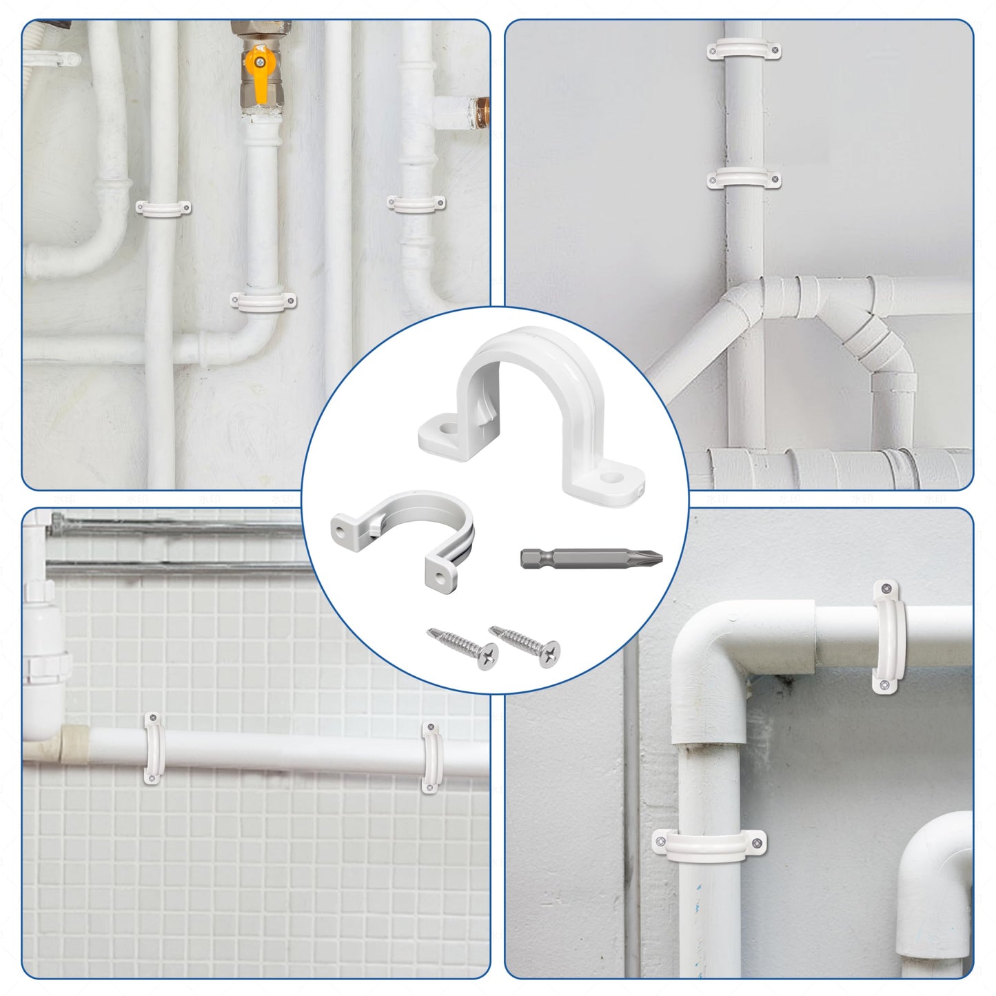 20 Set PVC conduit pipe strap clamps Φ32 MM - SCH 1 IN,Two Hole plastic pipe clips