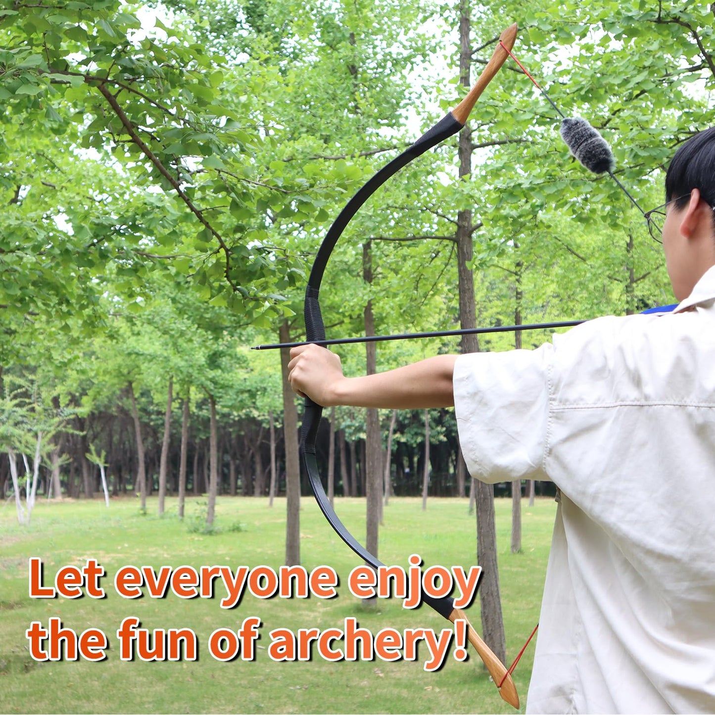 SPG 50lbs One Piece Traditional Bow - 50" Handmade Wooden Bow Fast Precision Shooting Traditional Recurve Bow and Arrow Set for Adult & Archers Right Left Hand Archery Horse Long Bow