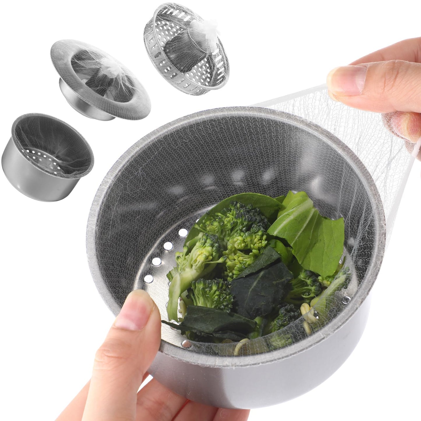 Maxdot 500 Pcs Disposable Mesh Sink Strainer Bags, Elastic Kitchen Sink Strainer Mesh Bag Anti Clogging, for Collecting Kitchen Food Waste