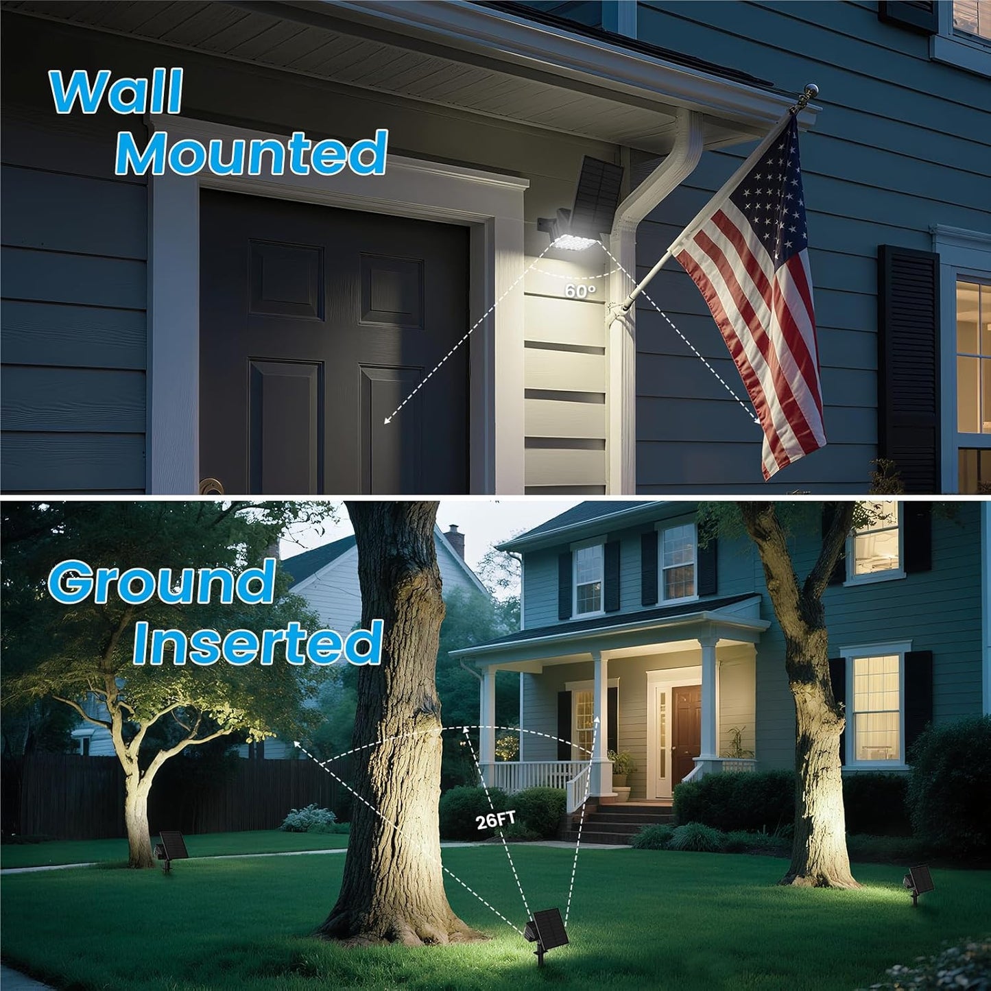 VOLISUN 8-Pack Solar Landscape Spotlights - IP67 Waterproof Uplights for Garden & Pathway, 27 LED Warm White, 3 Lighting Modes