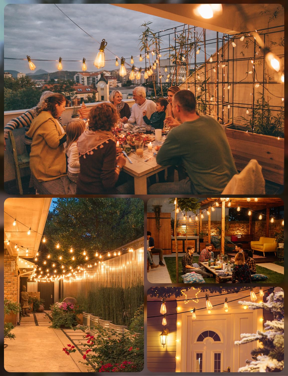 Minetom 10 Pack ST38 LED Light Bulbs, Outdoor String Light Replacement Bulbs Equivalent to 7W Incandescent Bulb, Shatterproof Edison Vintage Bulbs, 0.6W, Warm White, Dimmable, E12/C7 Base