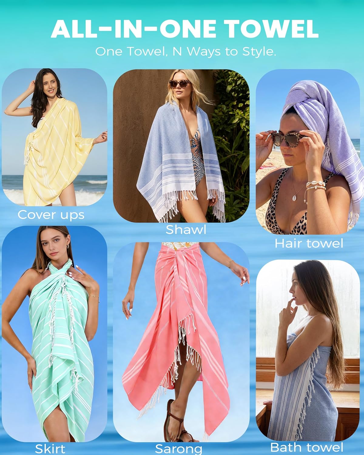 Skiennix Turkish Beach Towel - Quick Dry & Sand Free | Perfect Gift for Men, Dads, & Grandpas