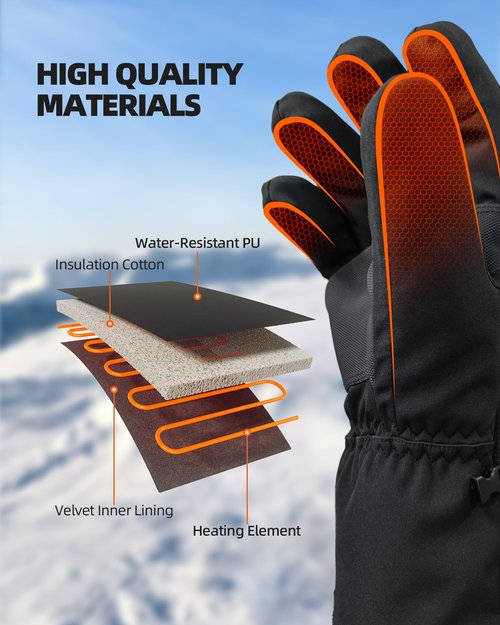 Lithlabo Heated Gloves for Men Women, 7.4V Rechargeable Electric Heated Gloves for Winter Arthritis Hands Motorcycle Riding (Large)