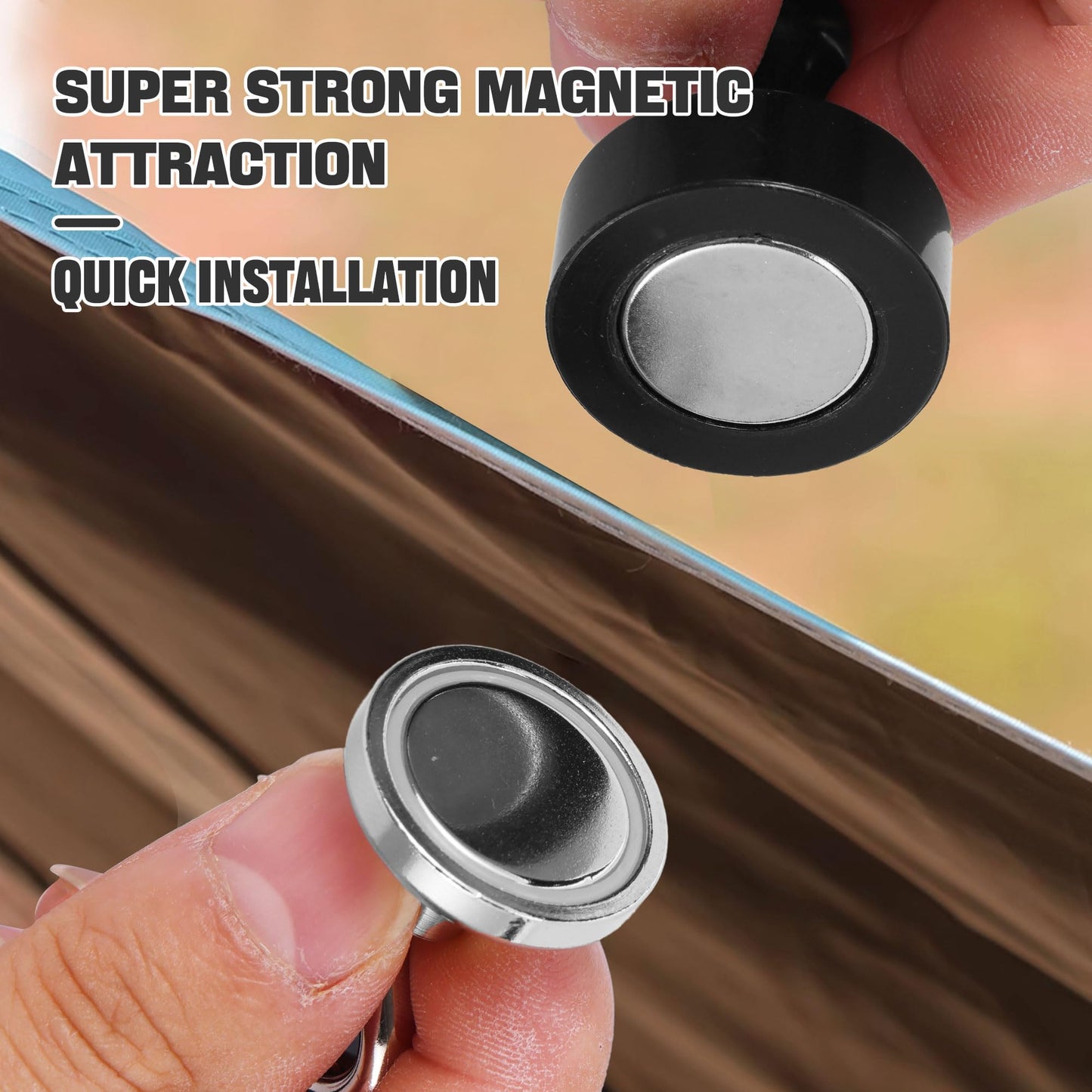 ECOSHIRE Magnetic Hooks for Canopy, Magnet Clip Hanger with Carabiner for Camping, Heavy Duty Earth Magnets, Cruise Hanging, Multifunctional Tent Canopy, Suitable Tents Swivel Snap (Large)