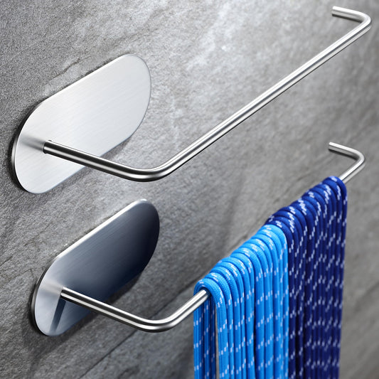 SUNTECH Hand Towel Holder 2 Packs,Self Adhesive Stick on Wall Towel Rack, Bath Hand Towel Holder for Bathroom and Kitchen No Drilling