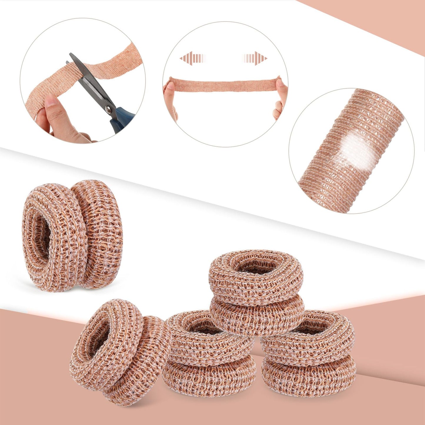 Nuanchu 40 Pcs Finger Bandage Finger Cots Protectors Tubular Breathable Bandage for Wound Care Cotton Fingertips Covers Disposable Cots for Thumb Sprains Gardening Fitness (Nude Color,12.6 Inch)