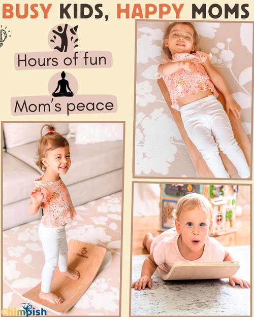 Wooden Balance Board Kids - Wobble Board for Kids, Wooden Toddler Balance Toys, Montessori Rocker. (Medium (21"))