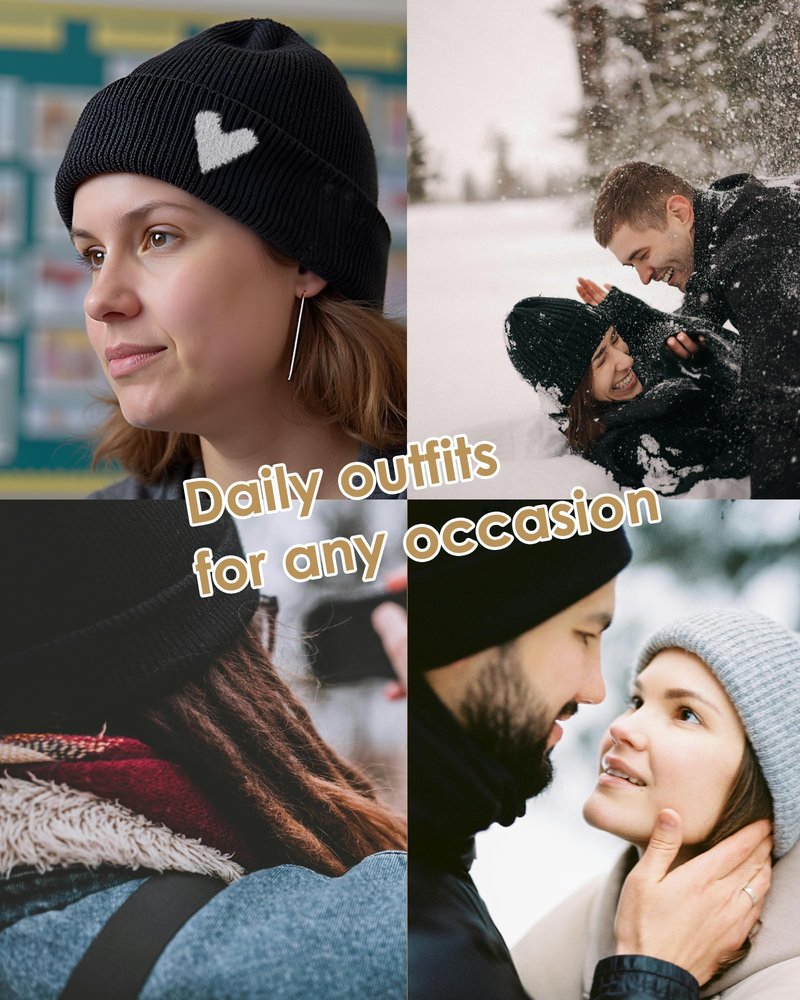Gossifan Warm Winter Hats for Women Knit Beanie Hat Skull Cap Beanies Hats-Black