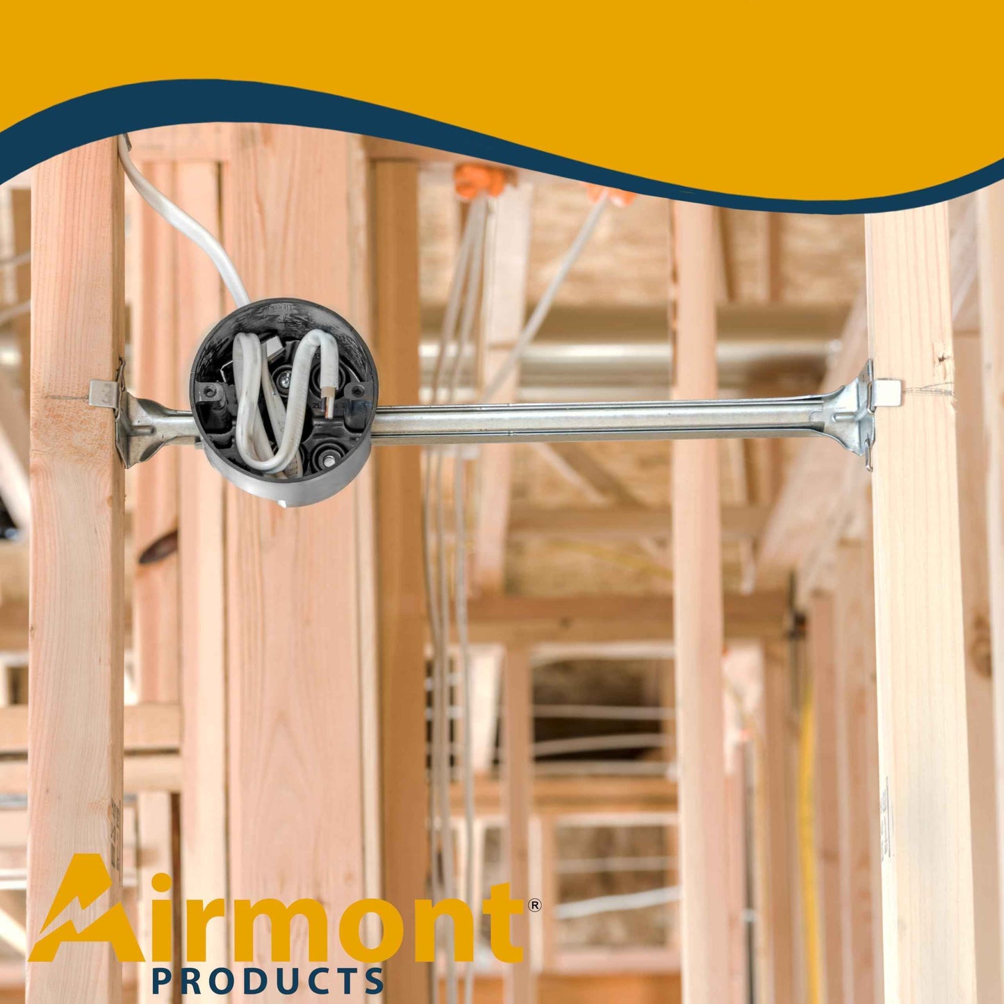 Round PVC Electrical Box with Adjustable Bar, for New Work, Bar Adjusts from 16 to 24 Inches, Grey Fixture Box, 20 Cubic Inch Capacity, Supports Up to 50 lbs., for Non-Metallic Sheathed Cable