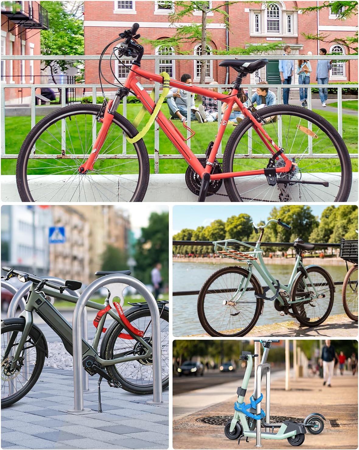 Sportneer Bike Lock - High Security 5-Digit Combination Anti-Theft Chain Lock | 3.2/3.6/4ft Heavy Duty for Bikes, Motorcycles & Scooters
