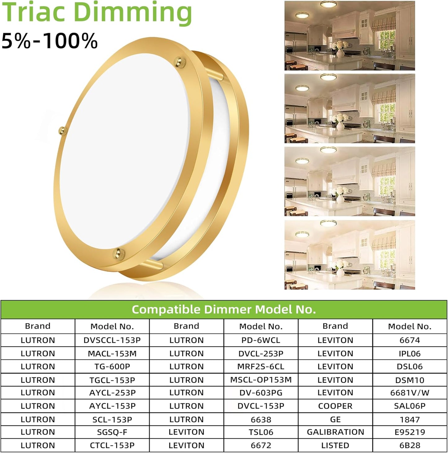Adjustable 13-Inch Gold LED Flush Mount Ceiling Light Fixture - Dimmable 2700K-5000K for Hallway, Bathroom & Kitchen (2-Pack)