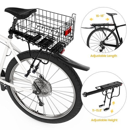 Aneco Rear Bike Rack with Folding Basket and Waterproof Bag Quick Release Bicycle Cargo Rack Universal Touring Carrier for Mountain Road Bike