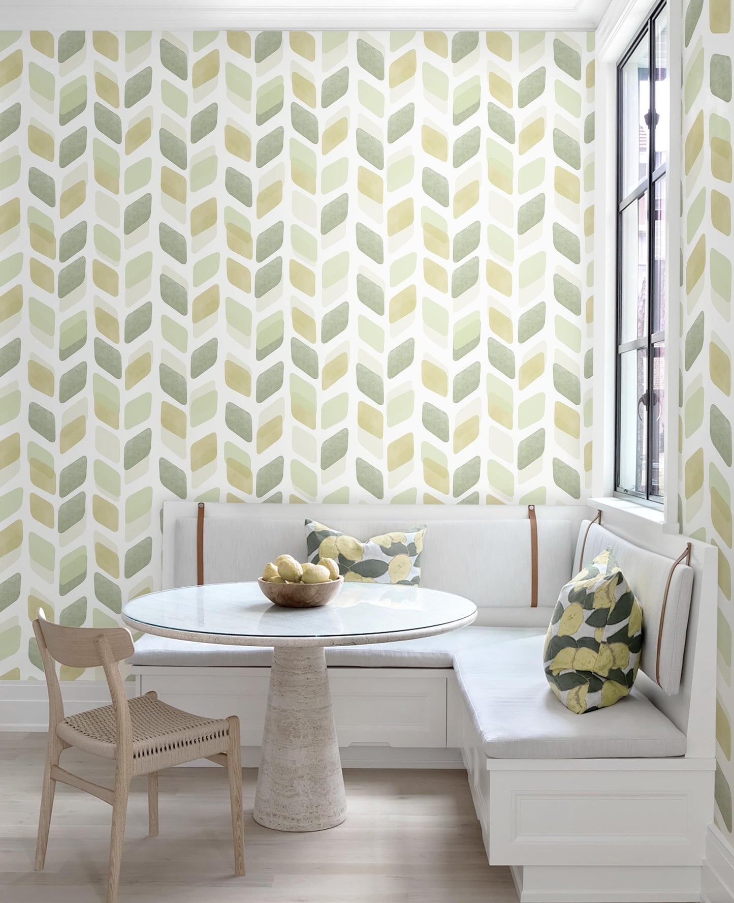 Fiula Boho Peel and Stick Wallpaper Checkered Contact Paper 17.3"x78.7" Neutral Geometric Wall Paper Modern Self Adhesive Removable Wallpaper for Bathroom Kitchen Cabinets Waterproof(Green/Yellow)