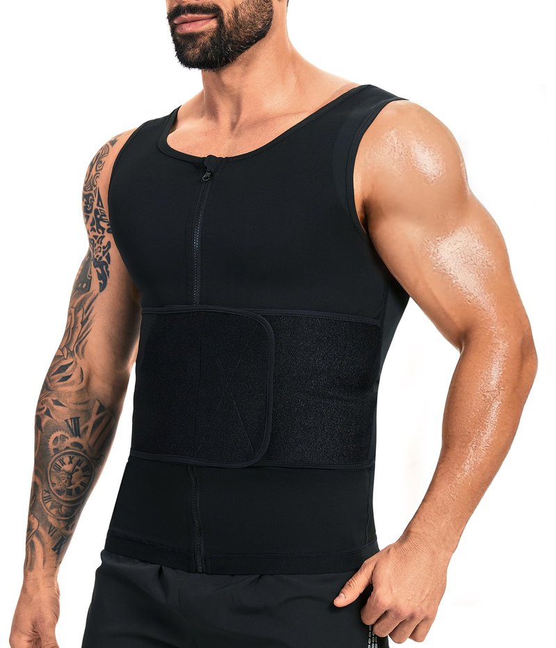 Sauna Vest for Men Waist Trainer Sauna Shirt for Men Zipper Sweat Belt Tank Top for Belly Fat(BG 4XL/5XL)