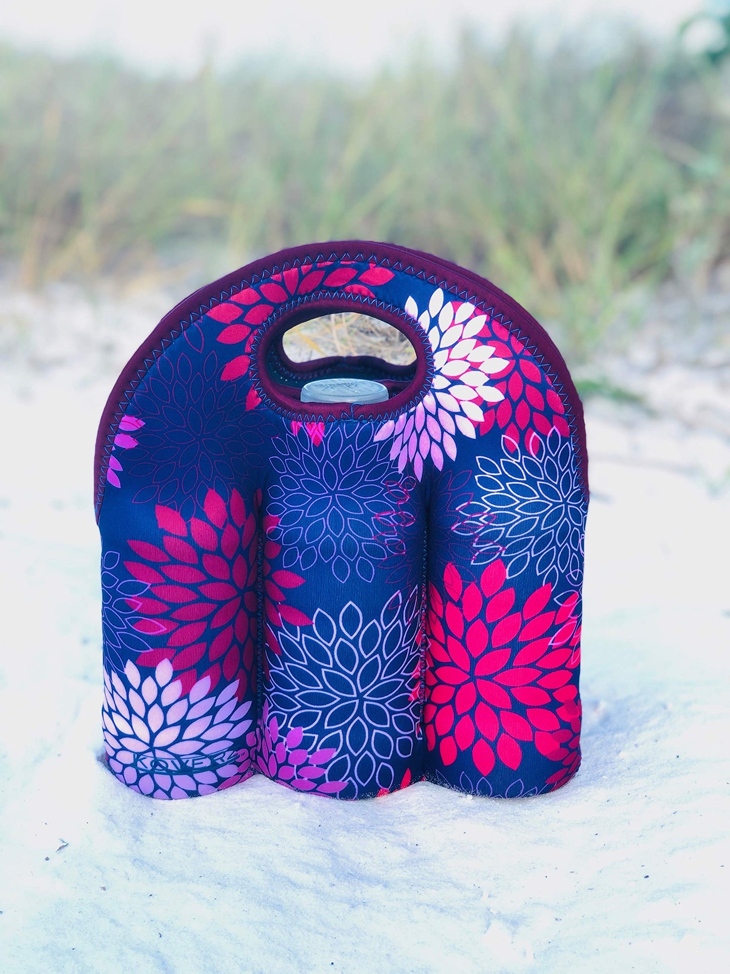 Koverz - #1 Neoprene Insulated 6-Pack Carrier, Beer Bottle Carrier, Six-Pack Tote - Midnight Mums