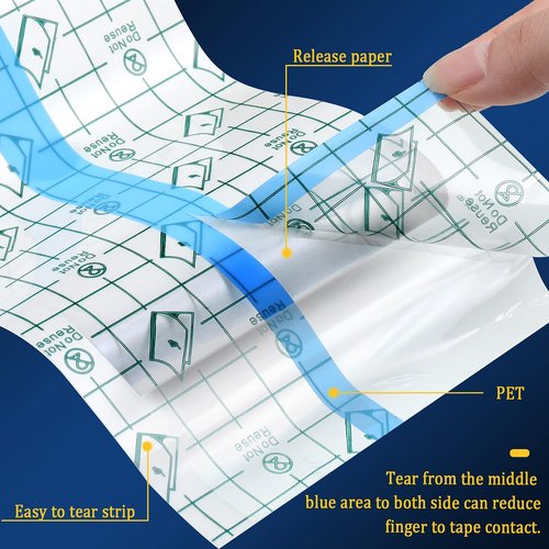 Nuanchu 9 Rolls Tattoo Aftercare Bandage Waterproof Transparent Stretch Adhesive Bandages Tape Clear Tattoo Film Wrap for Swimming, 3 Sizes(2 Inch, 4 Inch, 6 Inch Wide)
