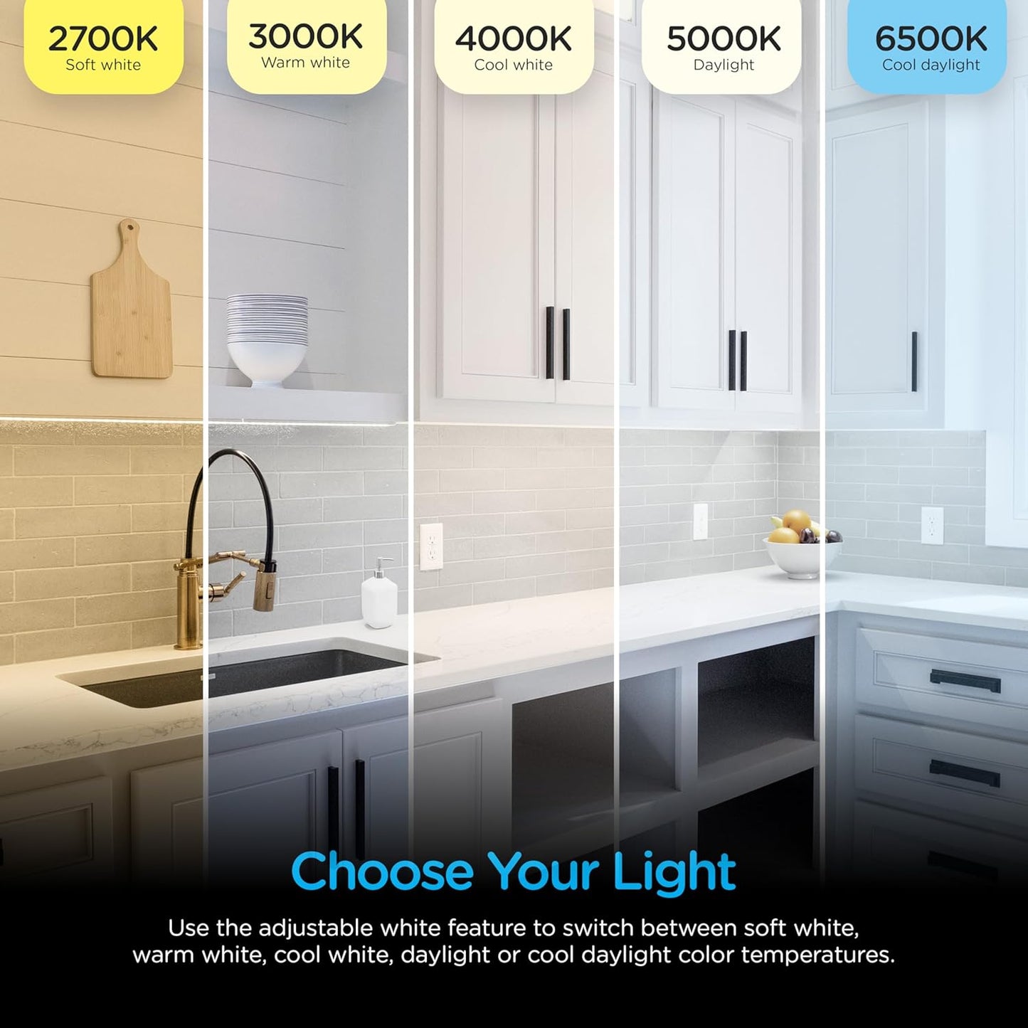 Enbrighten 24-Inch Dimmable Under Cabinet Lights - 1560 Lumens, 5 White Settings, Linkable Kitchen Lighting