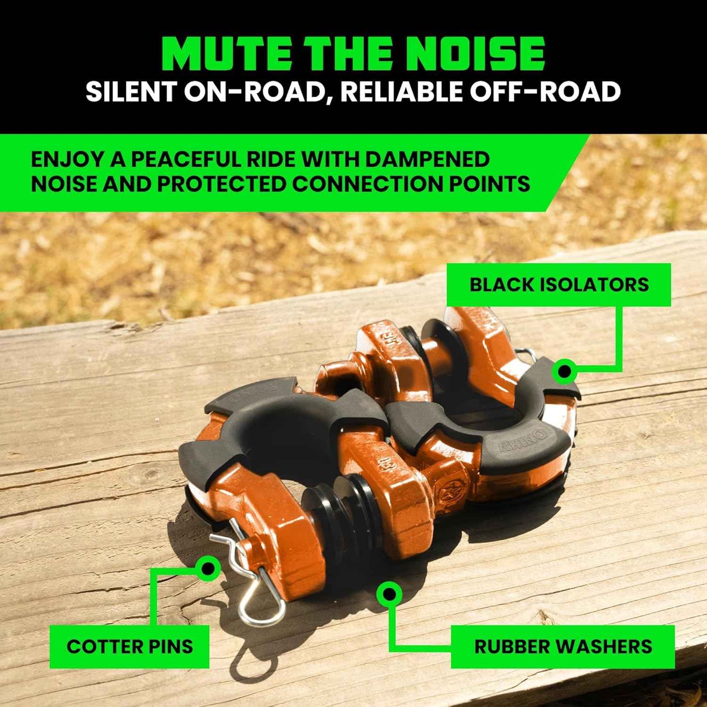 Heavy-Duty Rhino USA Super D Ring Shackles 2-Pack - 70,548lb Break Strength for Towing & Off-Road Recovery (Red)