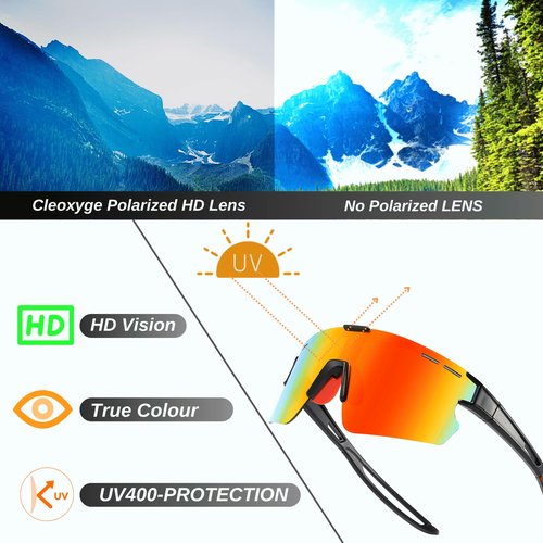 Cleoxyge Polarized Modern Cycling Sunglasses UV-400 Protection, Baseball Sunglasse Outdoors Sports for Cycling Baseball (Polarized Orange Lens)